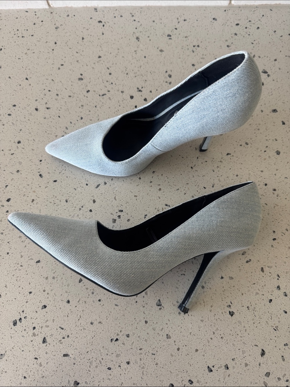 Zara Denim Light Wash Pointed Toe High Heel Pumps Size 38 EUC